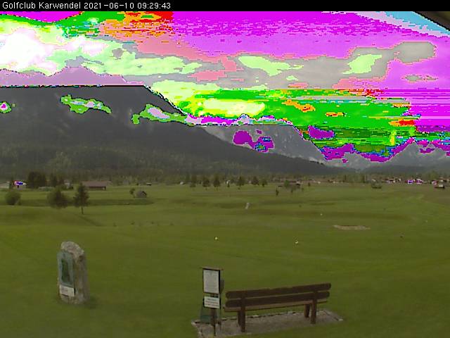 Webcam Golfplatz Wallgau. Blick Richtung Süden.